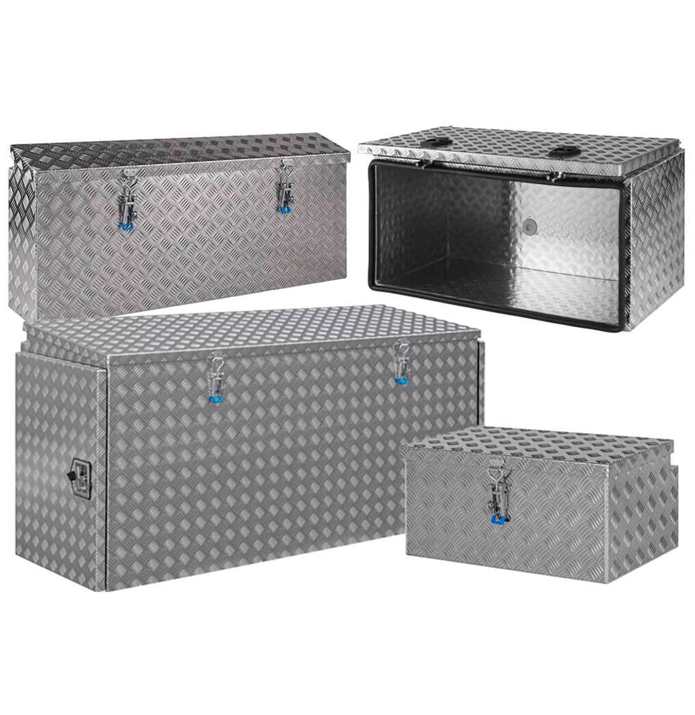Aluminium geriffelt Titelbild mit unterschiedlichen Boxen.