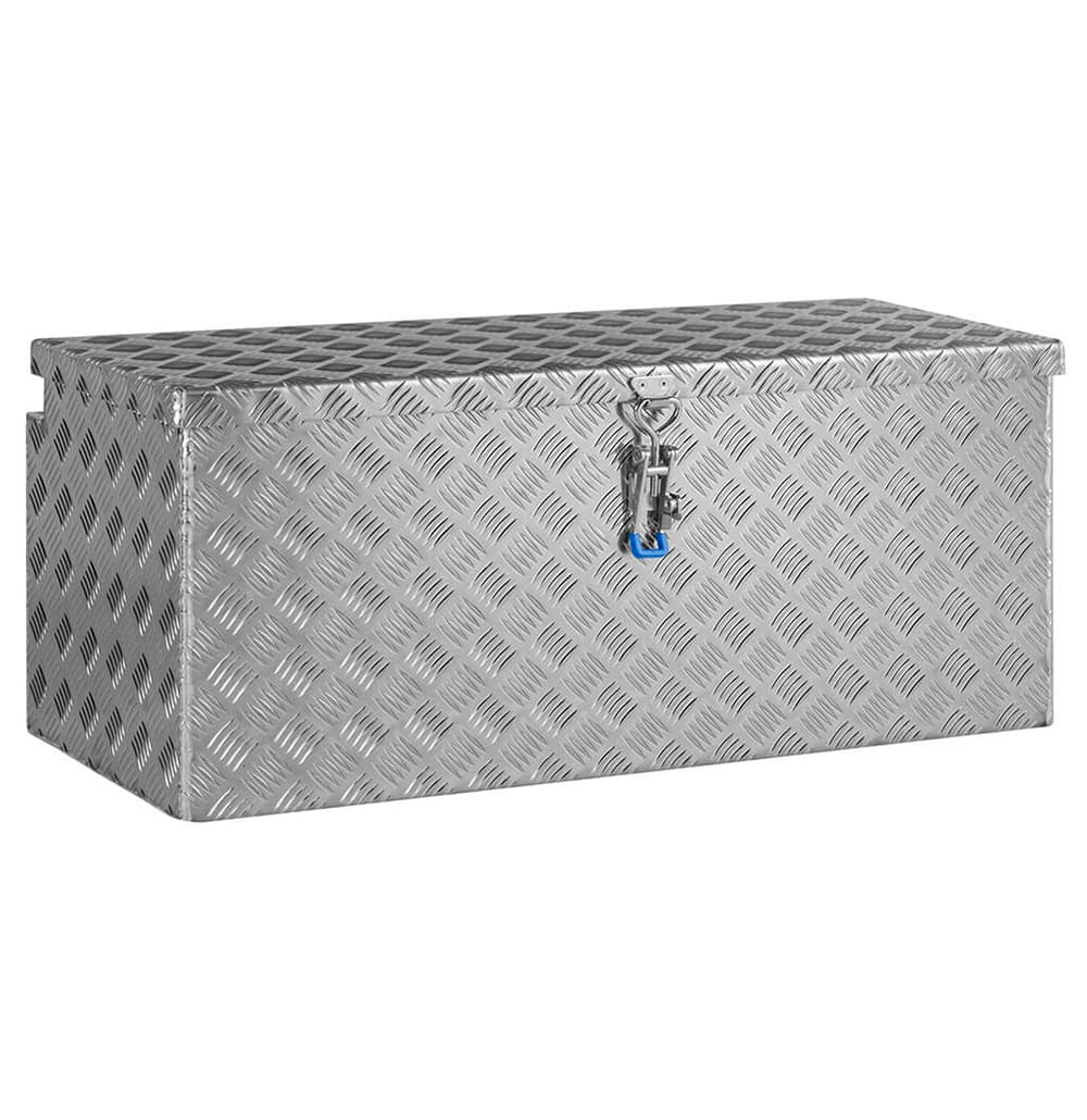 Aluminium riffelblech  Deichselbox mit blauem Spannverschluss