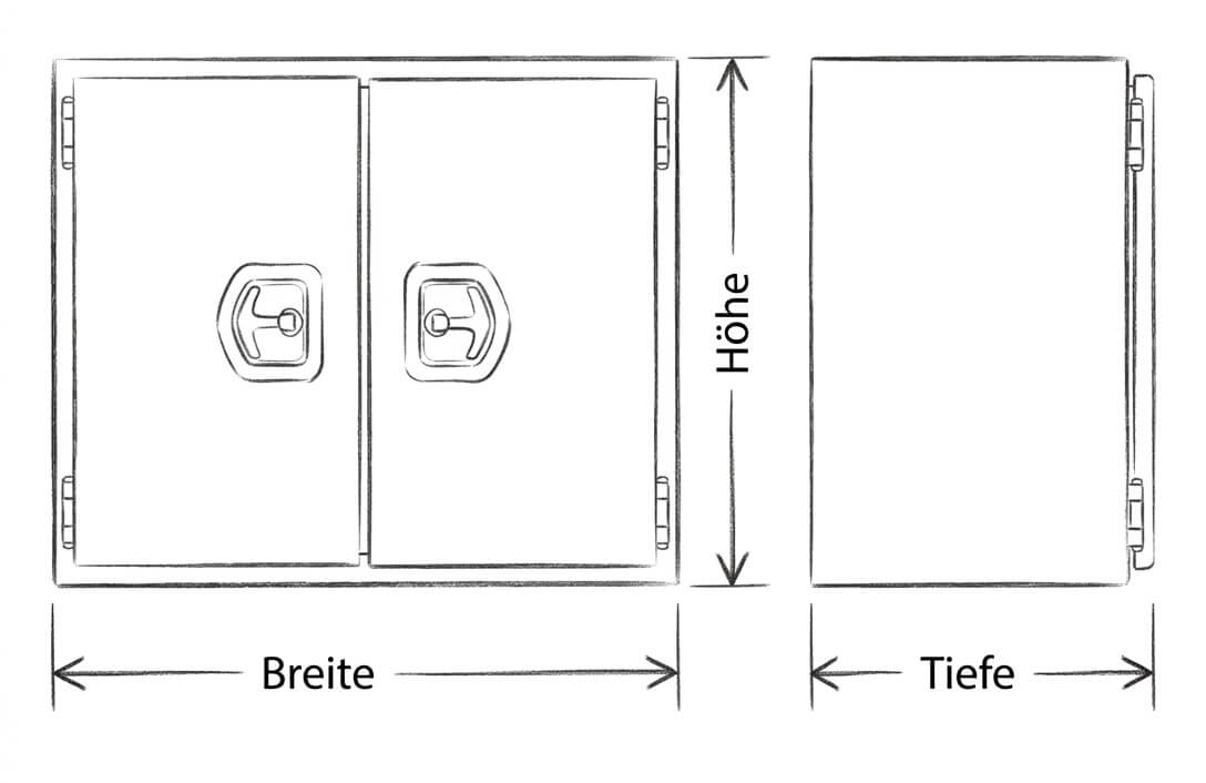 Edelstahlstaukasten matt mit 2 Türen