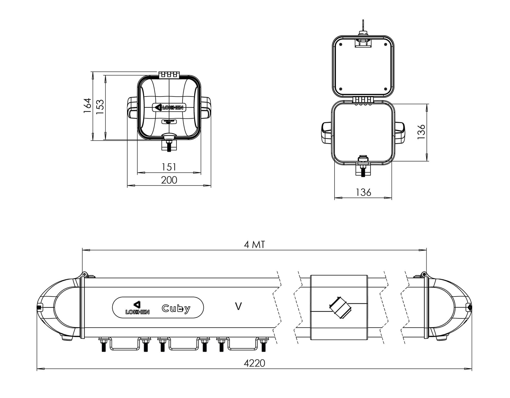 Transportrohr Cuby Aluminium - 4220mm L für Van Dachzubehör