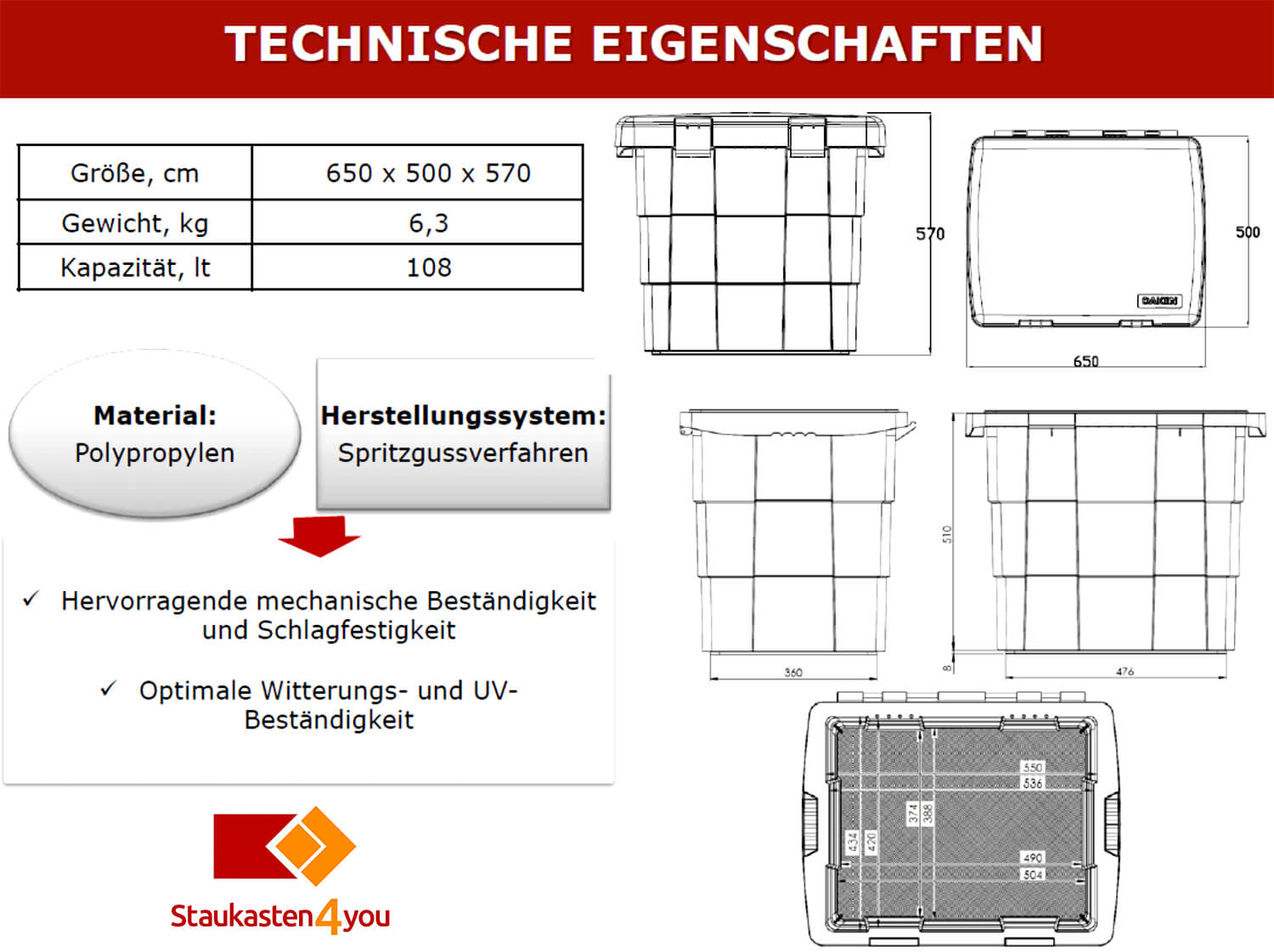 Daken Pit Box, Lagerbox, Streugutbox mit Schaufel - Schwarz 108 Liter abschließbar | 102000S Daken Pit Box, Lagerbox, Streugutbox mit Schaufel - Schwarz 108 Liter abschließbar | 102000S