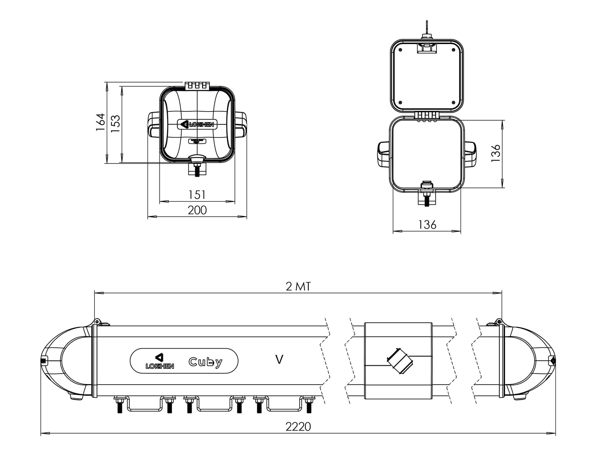 Transportrohr Cuby Aluminium - 2220mm L für Van Dachzubehör
