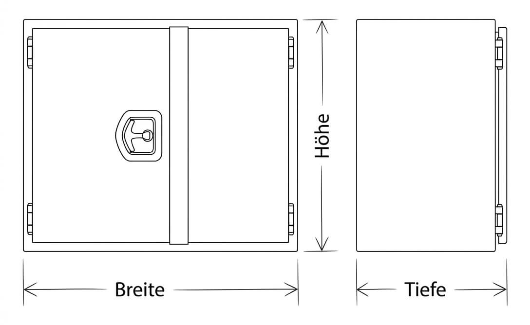 Edelstahlstaukasten matt mit überlappenden Türen