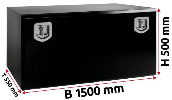 Stahl Staukasten schwarz pulverbeschichtet 1500x500x550mm