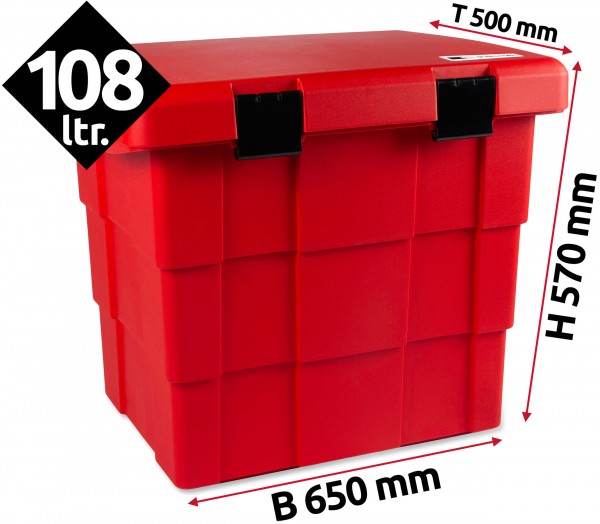 Daken Pit Box, Lagerbox, Streugutbox, Salz Box - Rot 108 Liter