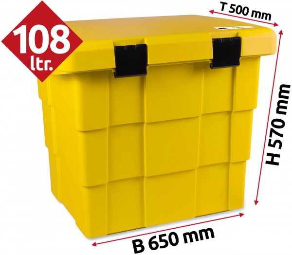 Daken Pit Box, Lagerbox, Streugutbox, Salz Box - Gelb 108 Liter