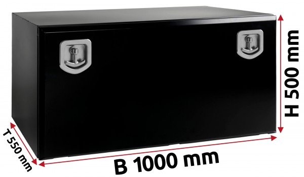 Stahl Staukasten schwarz pulverbeschichtet 1000x500x550mm