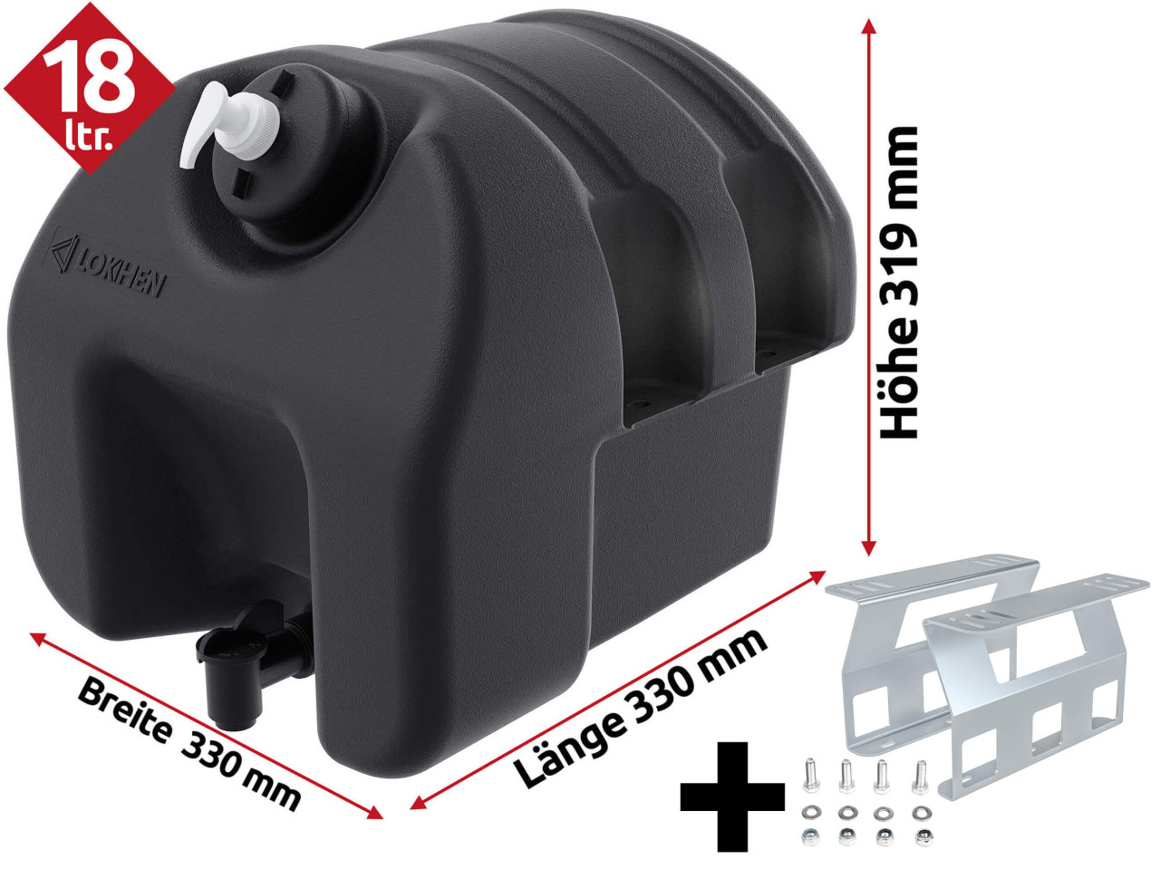 Waschwassertank 18 Liter mit Seifenspender - mit vertikalter Halterung ...